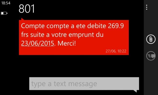 Capture d'écran remboursement Airtime